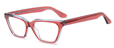 Women Urban Eyeglasses: Motley Trans.Red+Blue - SpaceSMART Eye Clinic (Diagonal View)
